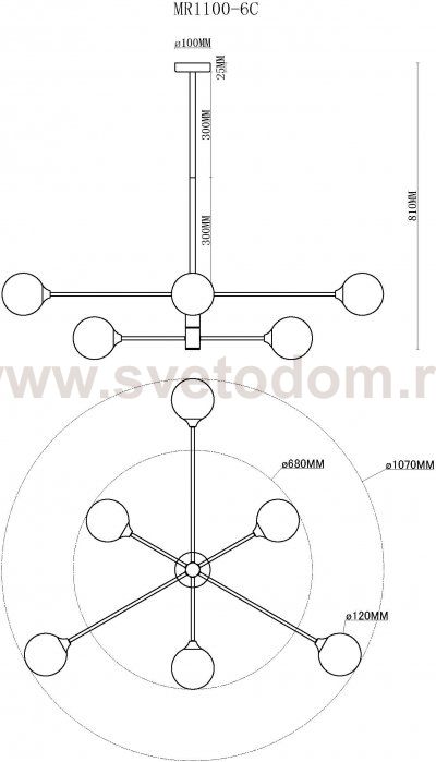 Потолочная люстра Fredy MR1100-6C MyFar