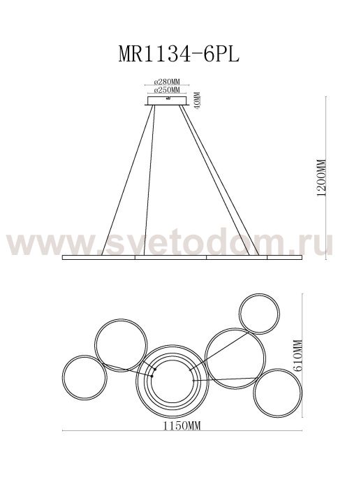 Подвесная люстра Victory MR1134-6PL MyFar