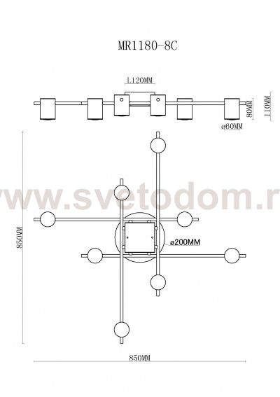 Потолочная люстра Gella MR1180-8C MyFar