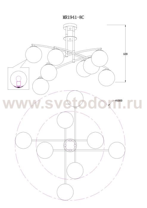 Потолочная люстра Aerton MR1941-8C MyFar