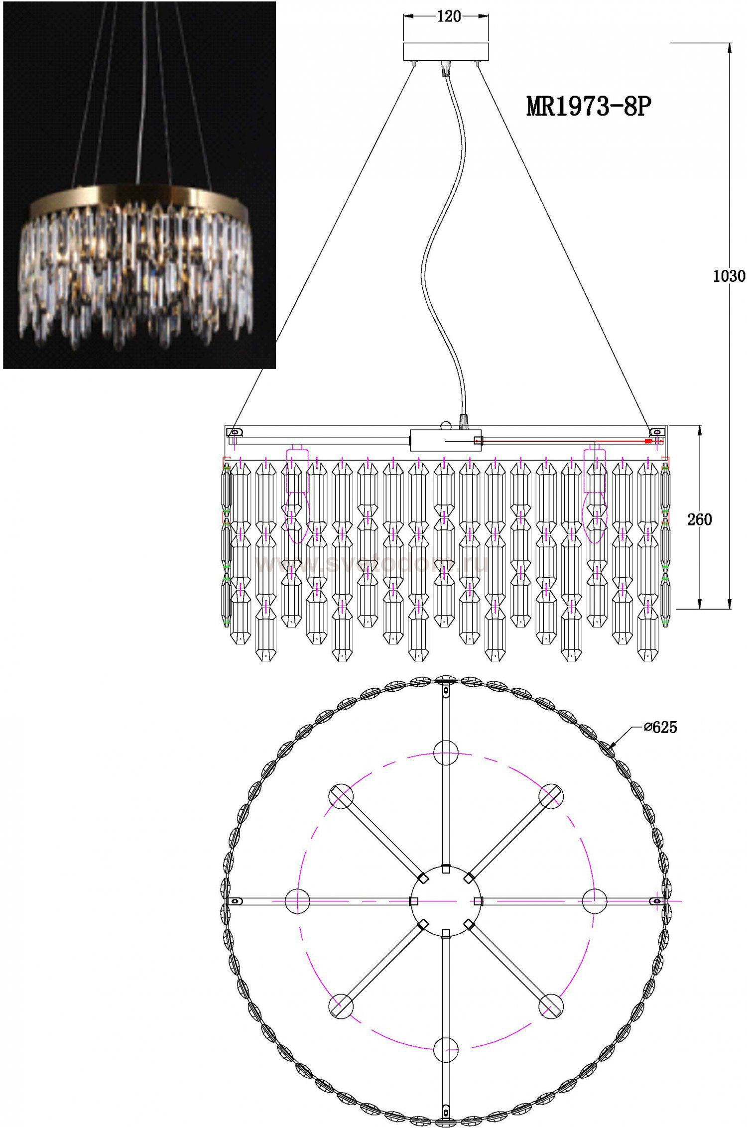 Подвесная люстра David MR1973-8P MyFar
