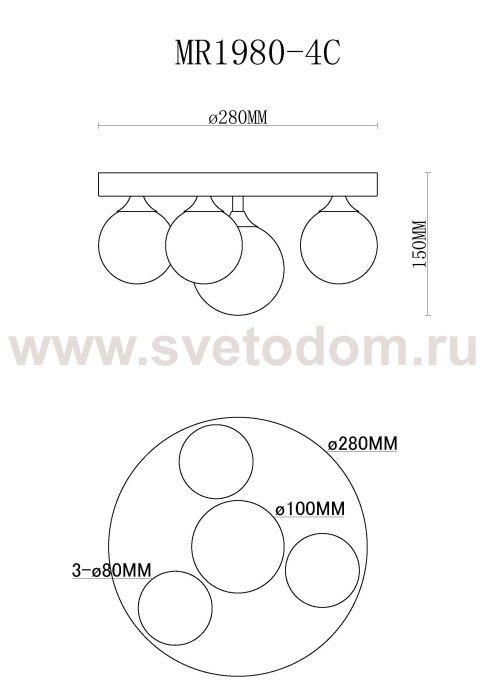 Потолочная люстра Cross MR1980-4C MyFar
