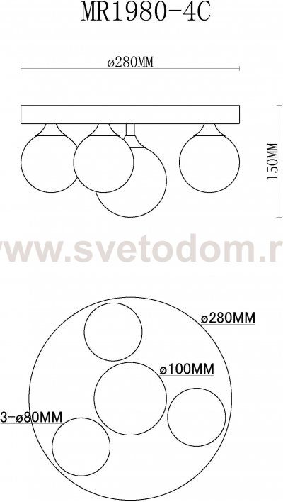 Потолочная люстра Cross MR1980-4C MyFar