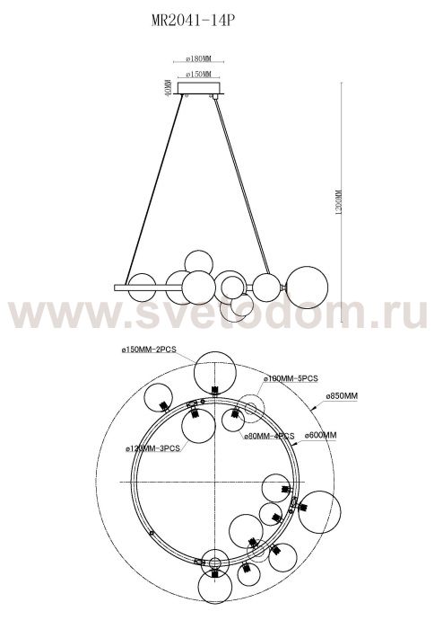 Подвесная люстра George MR2041-14P MyFar