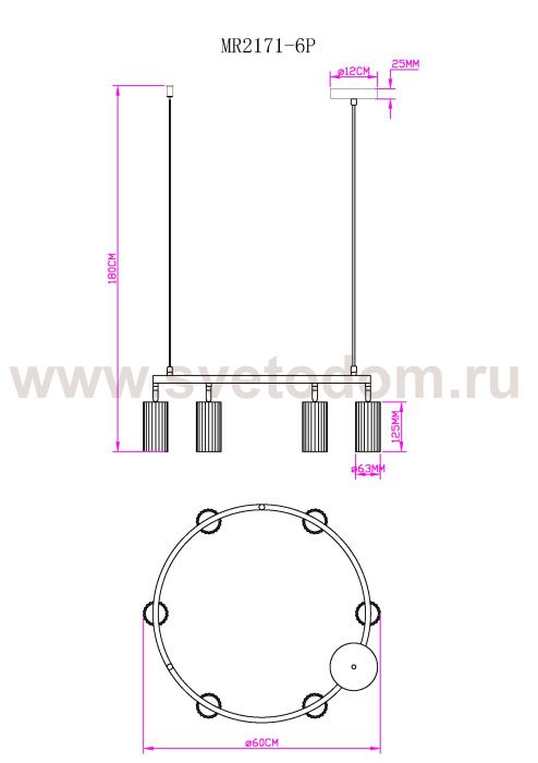 Подвесной светильник Alex MR2171-6P
