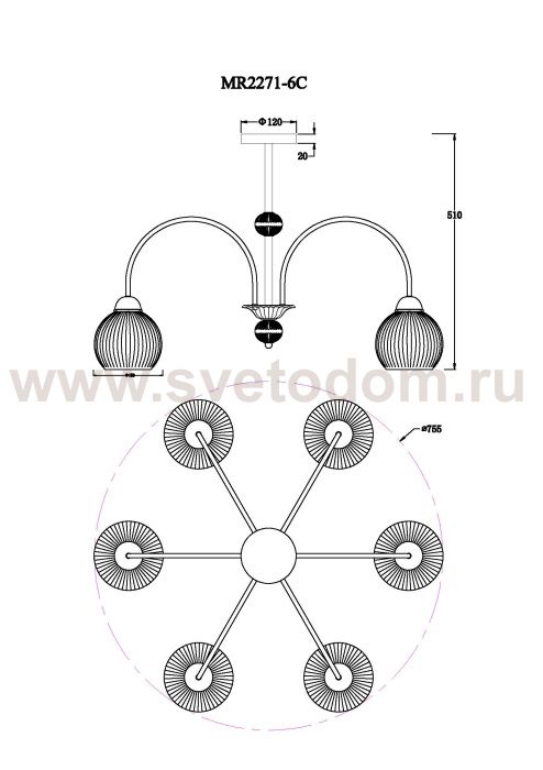 Потолочная люстра Flora MR2271-6C