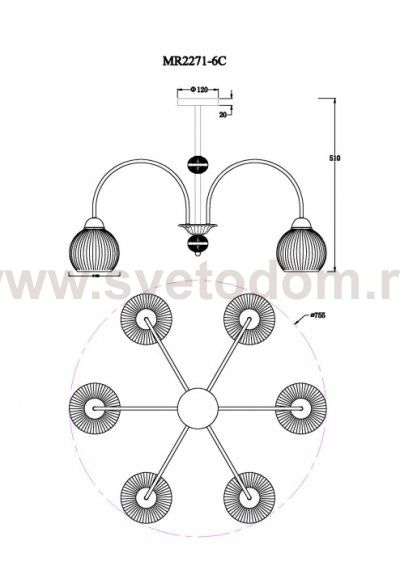 Потолочная люстра Flora MR2271-6C