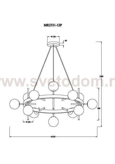 Подвесная люстра Robert MR2331-12P