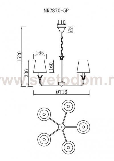 Подвесная люстра Эстер MR2870-5P