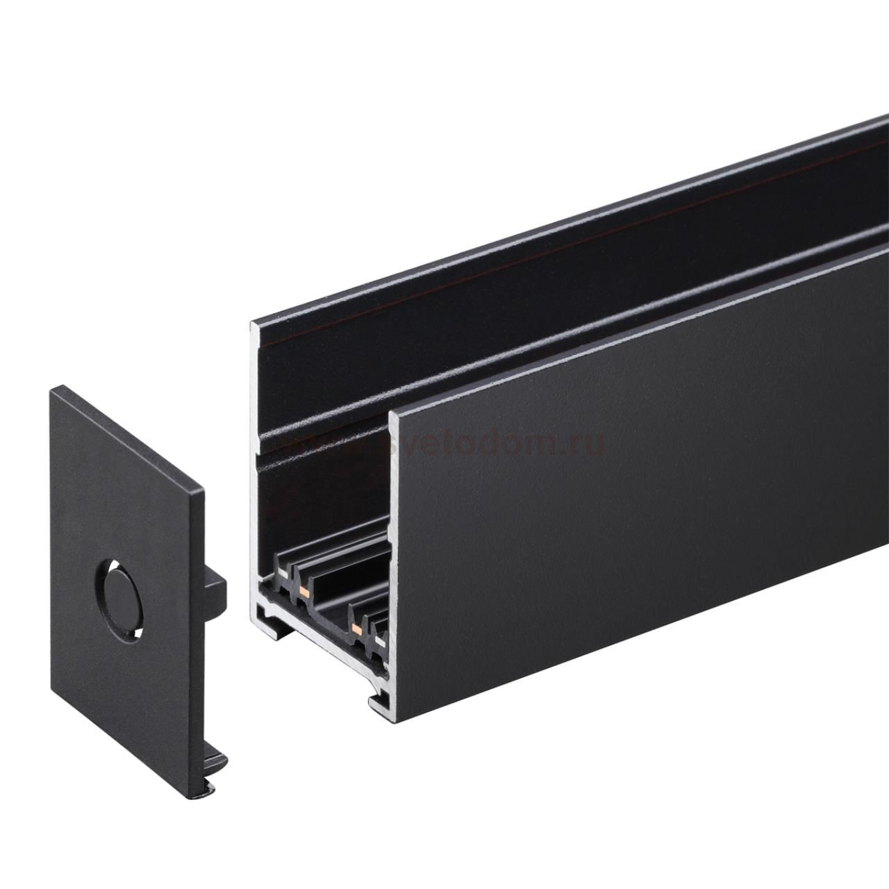 135299 PORT NT25 200 черный Шинопровод накладной/подвесной в комплекте заглушки 2шт, крышка и соединит. планка, 1м IP20 90-240V VECTOR