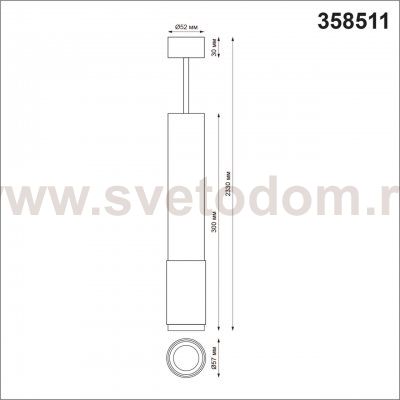 Светильник накладной светодиодный, провод 2м Novotech 358511 MAIS LED