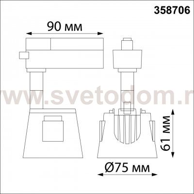 Однофазный трековый светодиодный светильник Novotech 358706 KNOF