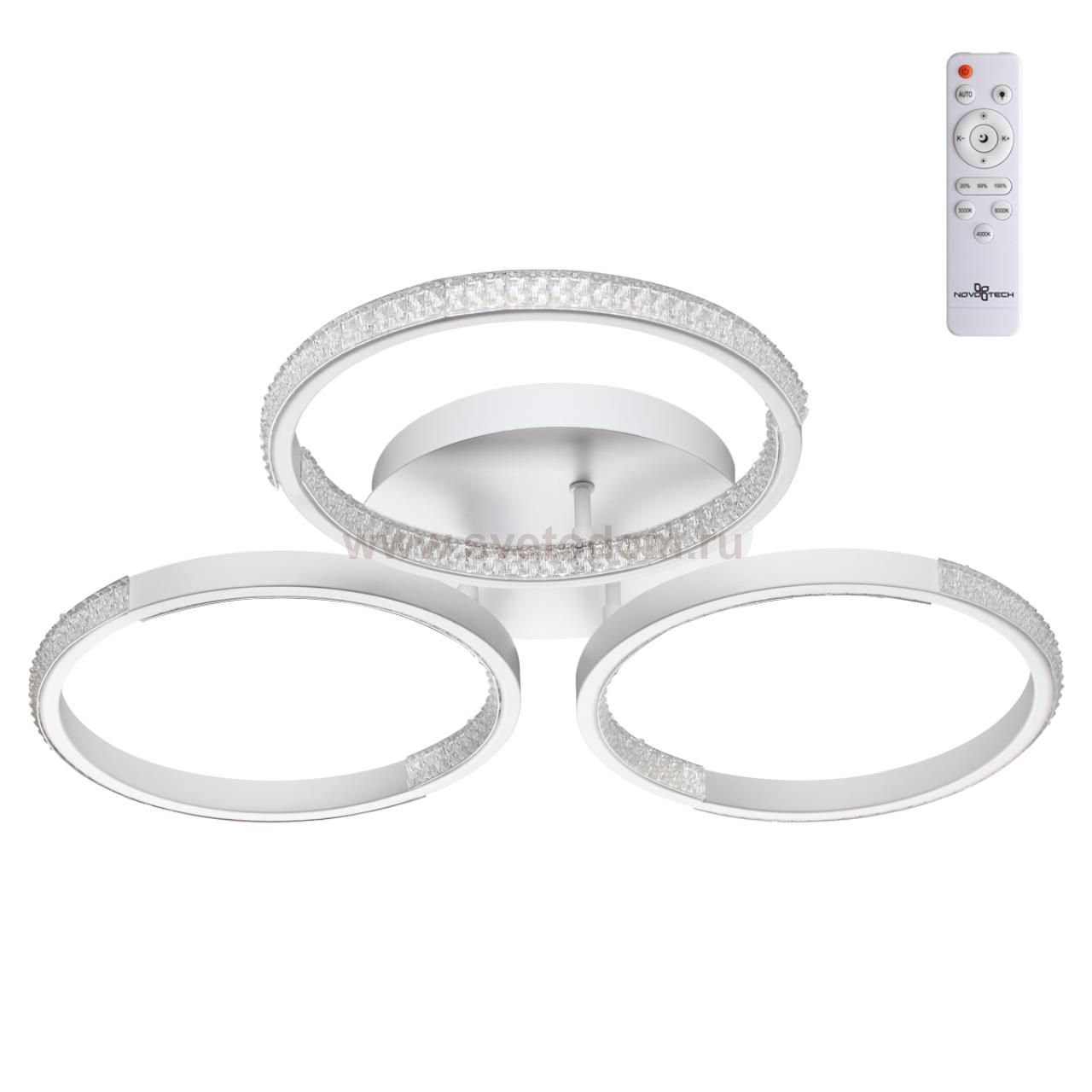 Светильник накладной светодиодный диммируемый со сменой цветовой температуры, беспроводной пульт ДУ Novotech 358923 CALM