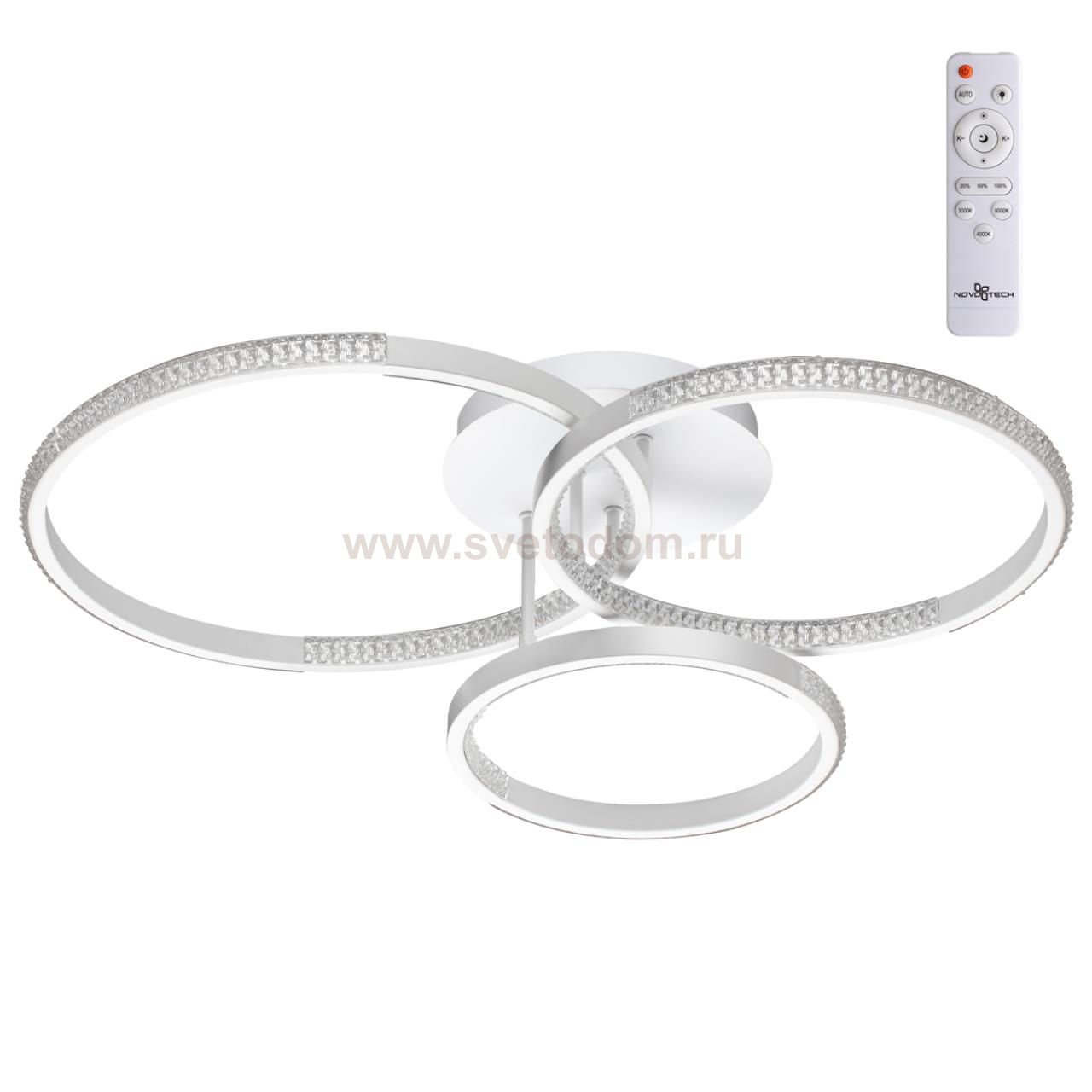 Светильник накладной светодиодный диммируемый со сменой цветовой температуры, беспроводной пульт ДУ Novotech 358924 CALM