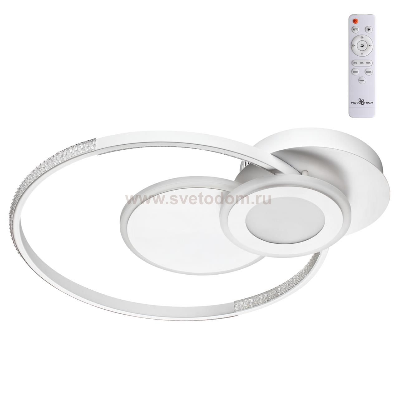 Светильник накладной светодиодный диммируемый со сменой цветовой температуры, беспроводной пульт ДУ Novotech 358925 CALM