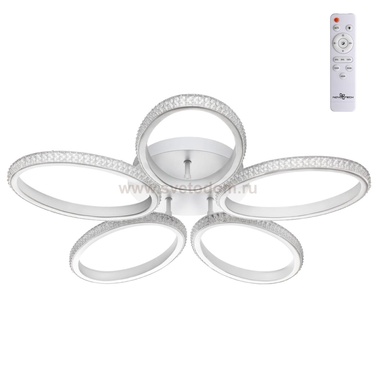 Светильник накладной светодиодный диммируемый со сменой цветовой температуры, беспроводной пульт ДУ  Novotech 358932 CALM