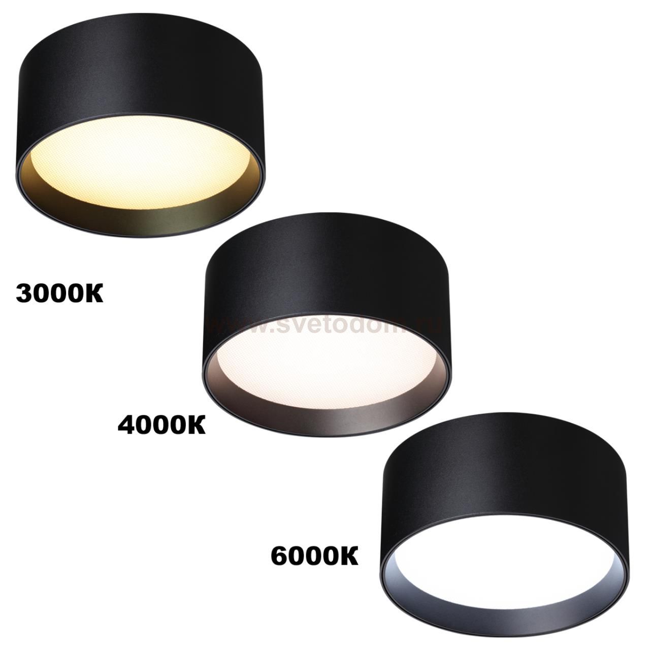 359597 OVER NT25 000 черный Светильник накладной светодиодный с переключ. цв. температуры IP20 LED 18W 220-240V 3000К\4000К\6000К ORBIS