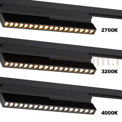 359735 PORT NT25 240 черный Светильник однофазный двухжильный трековый с переключ. цв. температуры IP20 LED 6W 180-265V 2700К/3200К/4000К EOS