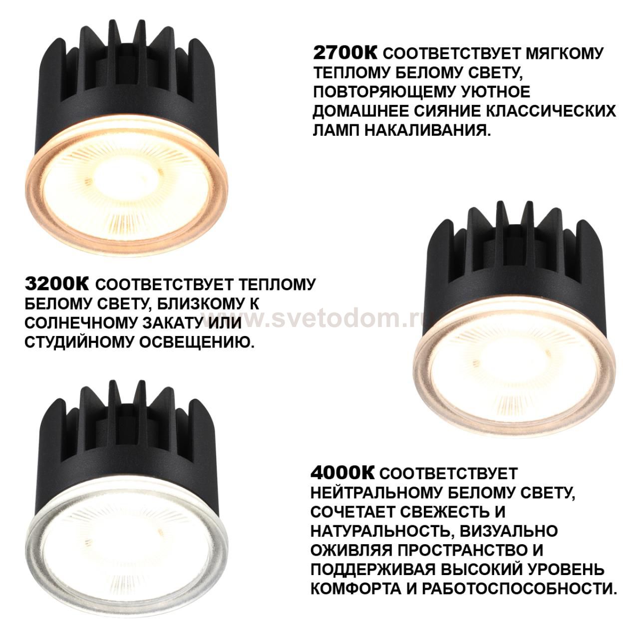 359813 DIOD NT25 486 черный Модуль светодиодный с переключ. цв. температуры и мощности IP20 LED 6/8/10W 180-265V 2700К\3200К\4000К MOD