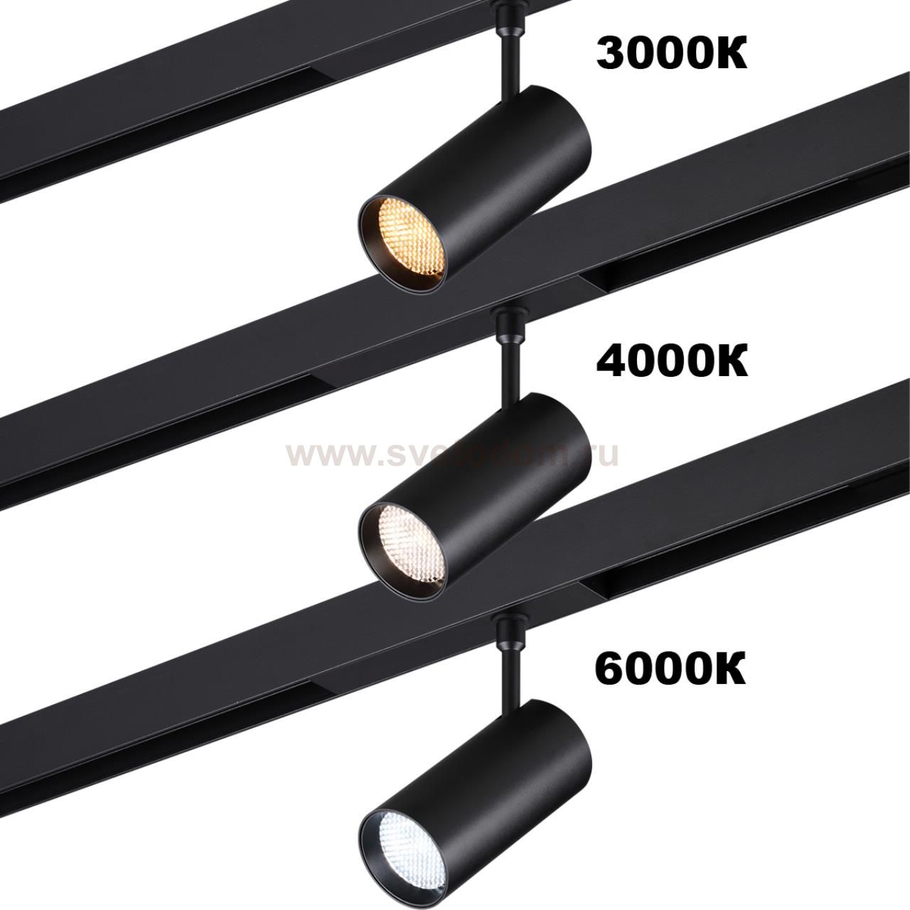 359956 PORT NT25 220 черный Трековый светильник с переключ. цв. темпер. IP20 LED 3000К\4000К\6000К 12W 90-240V VECTOR