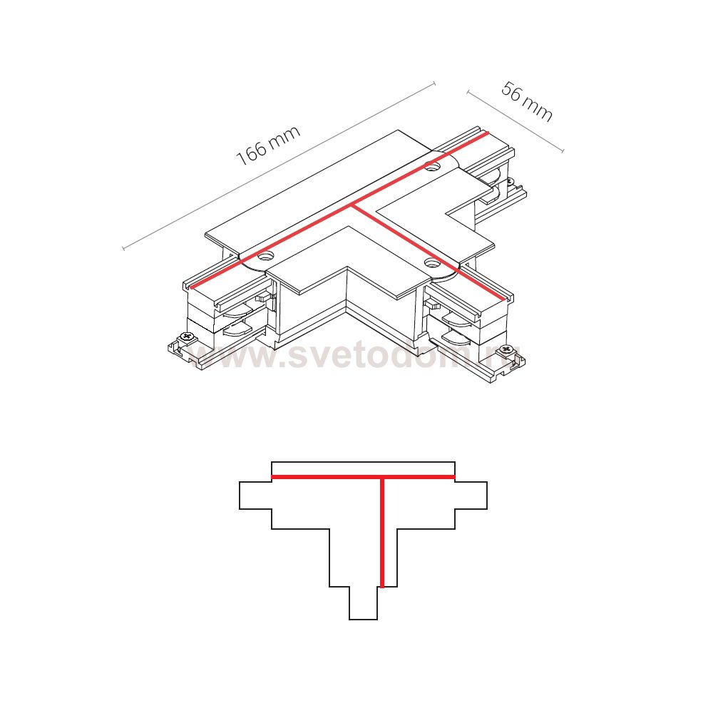 Коннектор T-образный левый 1 Nowodvorski Ctls Power 8247