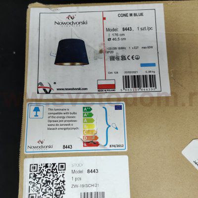 Подвесной светильник из синей замши Cone M 8443 Nowodvorski