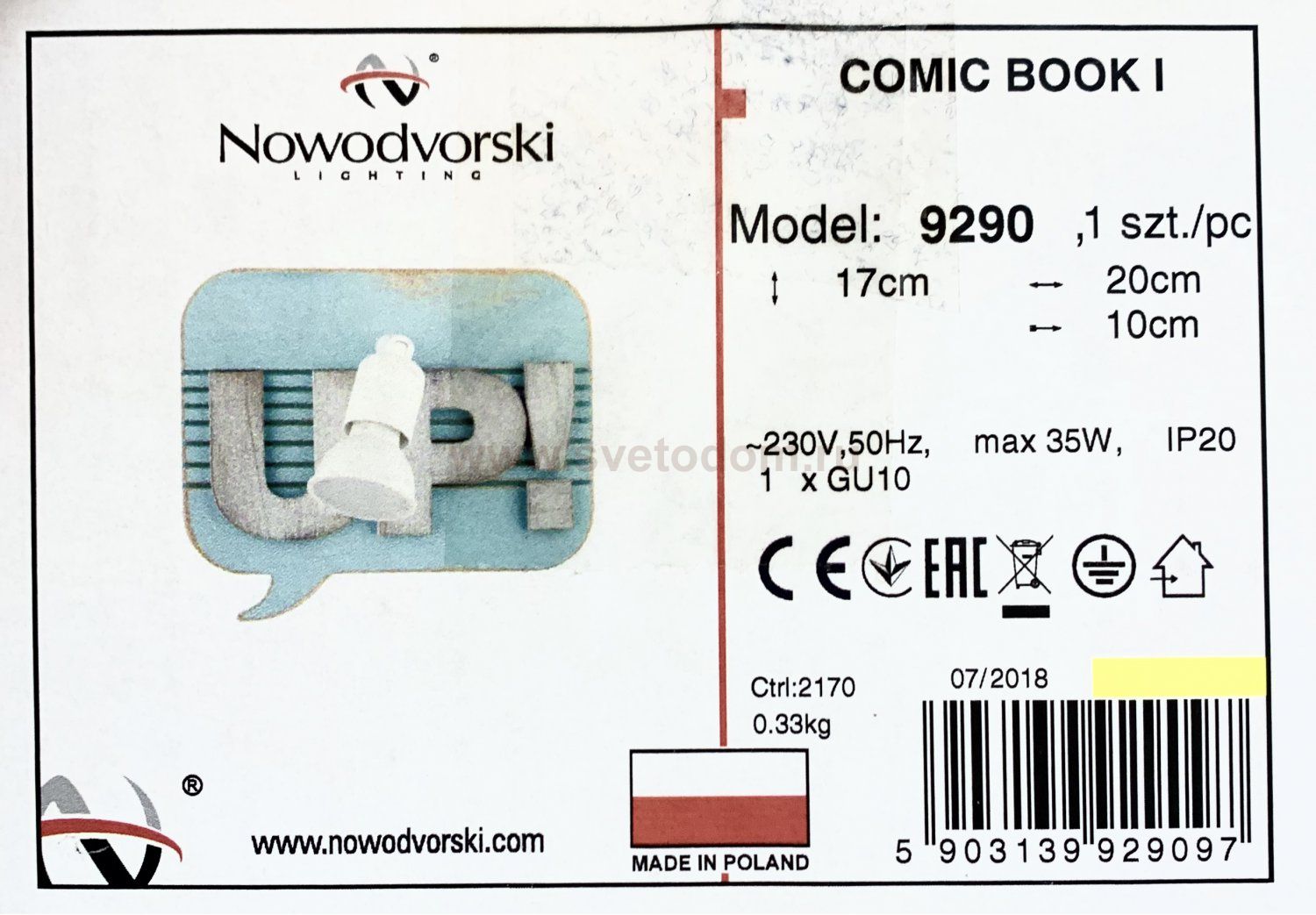Светильник настенный Nowodvorski COMIC BOOK I 9290