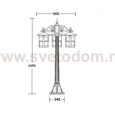 Светильник столб уличный 3 фонаря Oasis Light 15807B Gb