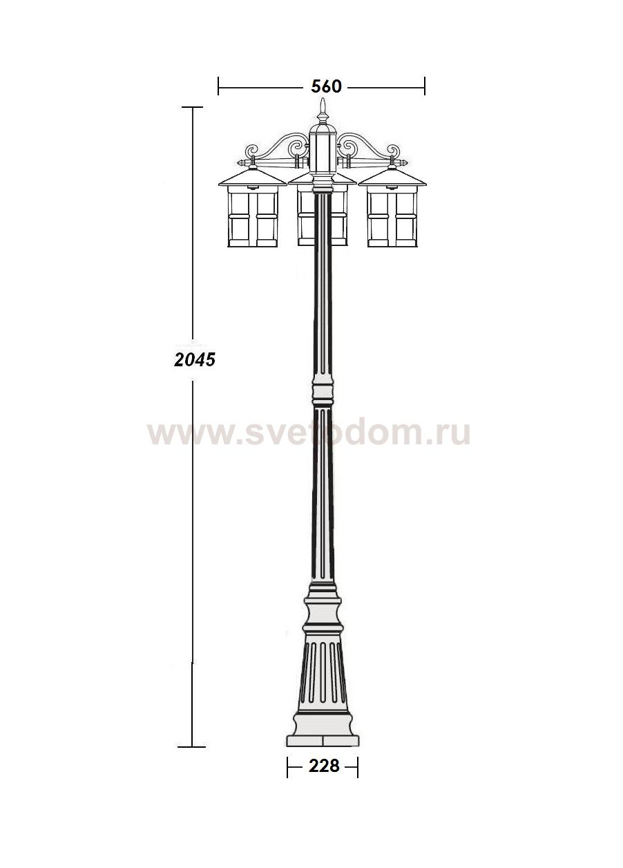 Светильник столб уличный 3 фонаря Oasis Light 15809B Gb