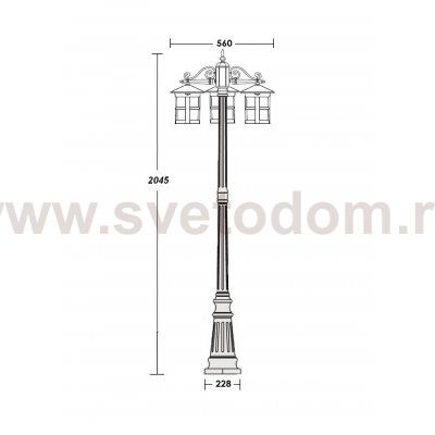 Светильник столб уличный 3 фонаря Oasis Light 15809B Gb