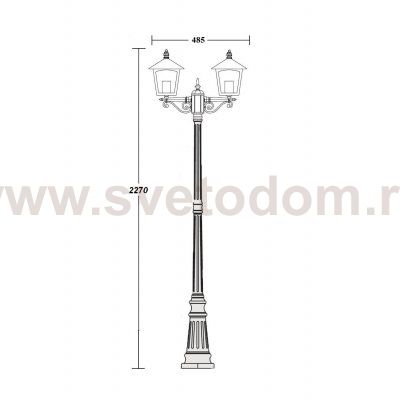 Светильник столб уличный 2 фонаря Oasis Light 15909A Gb