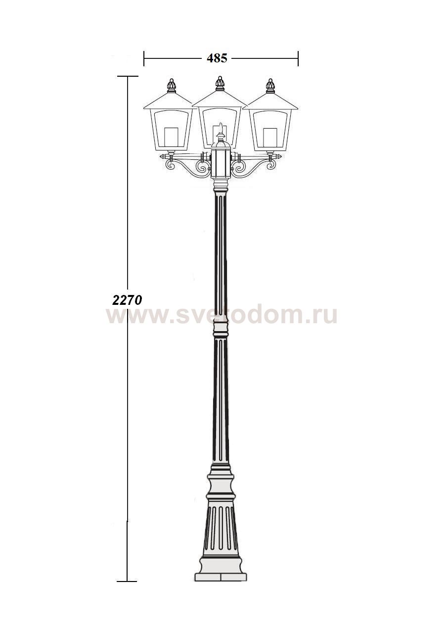 Светильник столб уличный 3 фонаря Oasis Light 15909B Gb
