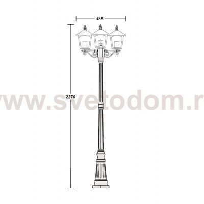 Светильник столб уличный 3 фонаря Oasis Light 15909B Gb