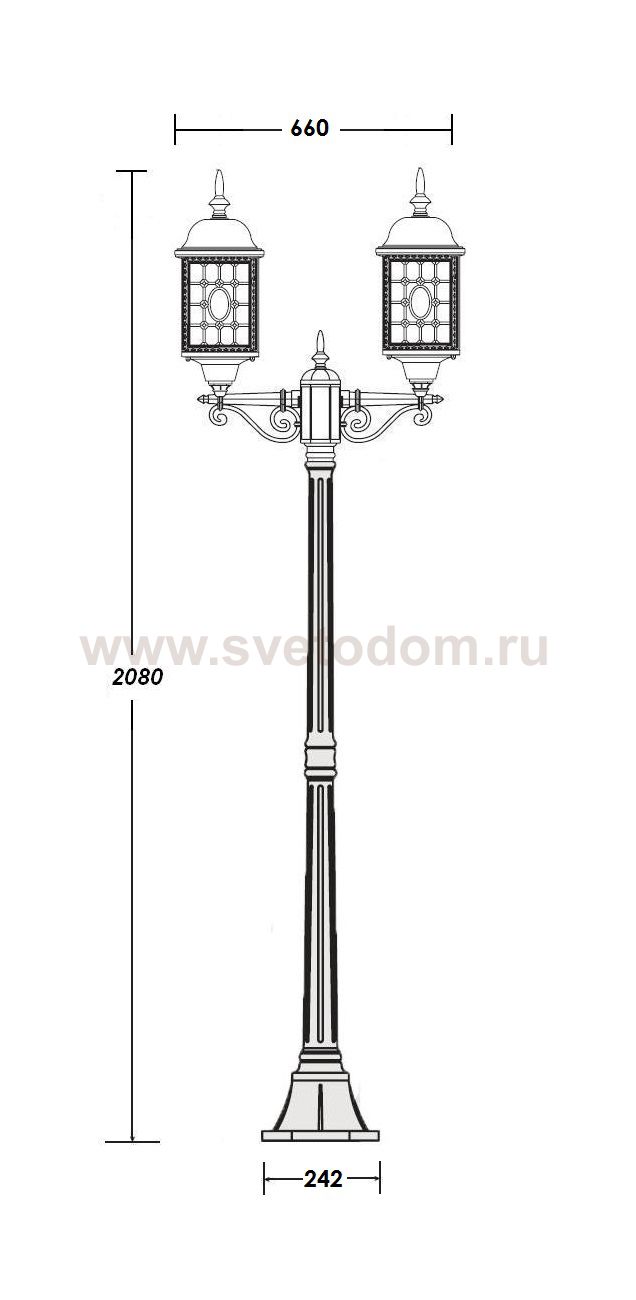 Светильник столб уличный 2 фонаря Oasis Light 64808LA Bl