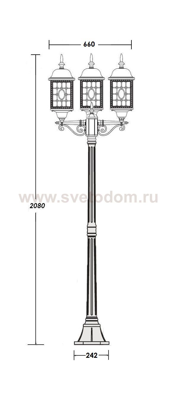Светильник столб уличный 3 фонаря Oasis Light 64808LB Bl