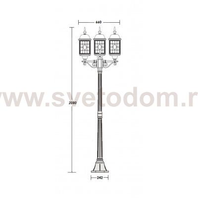 Светильник столб уличный 3 фонаря Oasis Light 64808LB Bl