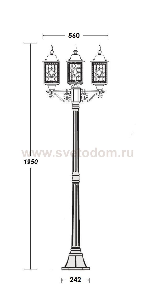 Светильник столб уличный 3 фонаря Oasis Light 64808SB Bl