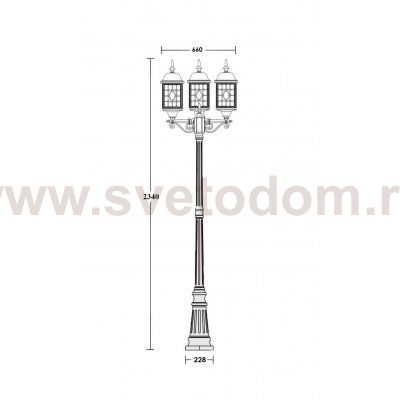 Светильник столб уличный 3 фонаря Oasis Light 64809LB Bl