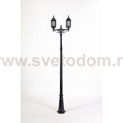 Светильник столб уличный 2 фонаря Oasis Light 64810SA 18 Bl