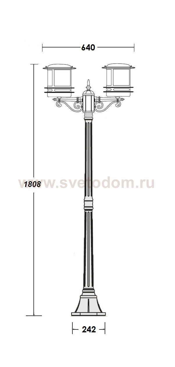 Светильник столб уличный 2 фонаря Oasis Light 68308A Bl smoke