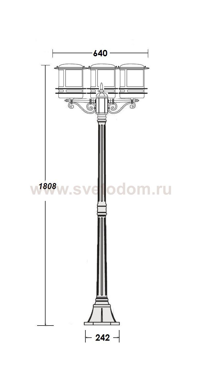 Светильник столб уличный 3 фонаря Oasis Light 68308B Bl smoke