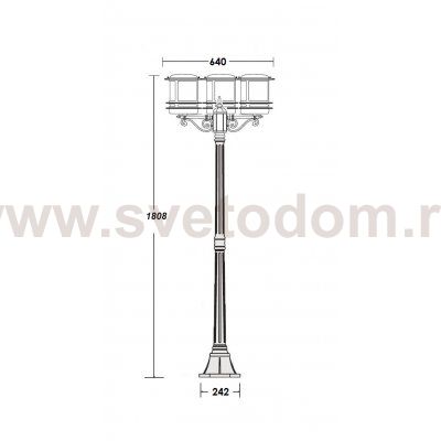 Светильник столб уличный 3 фонаря Oasis Light 68308B Bl smoke