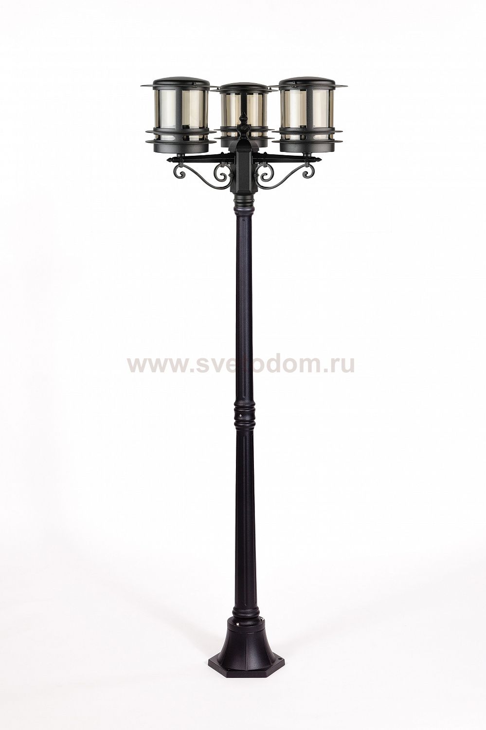 Светильник столб уличный 3 фонаря Oasis Light 68308B Bl smoke