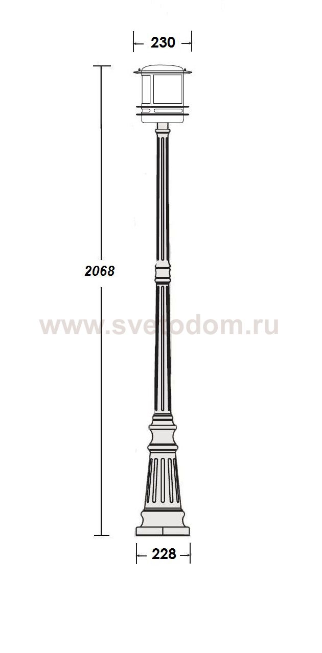 Светильник столб уличный 1 фонарь Oasis Light 68309 Bl smoke