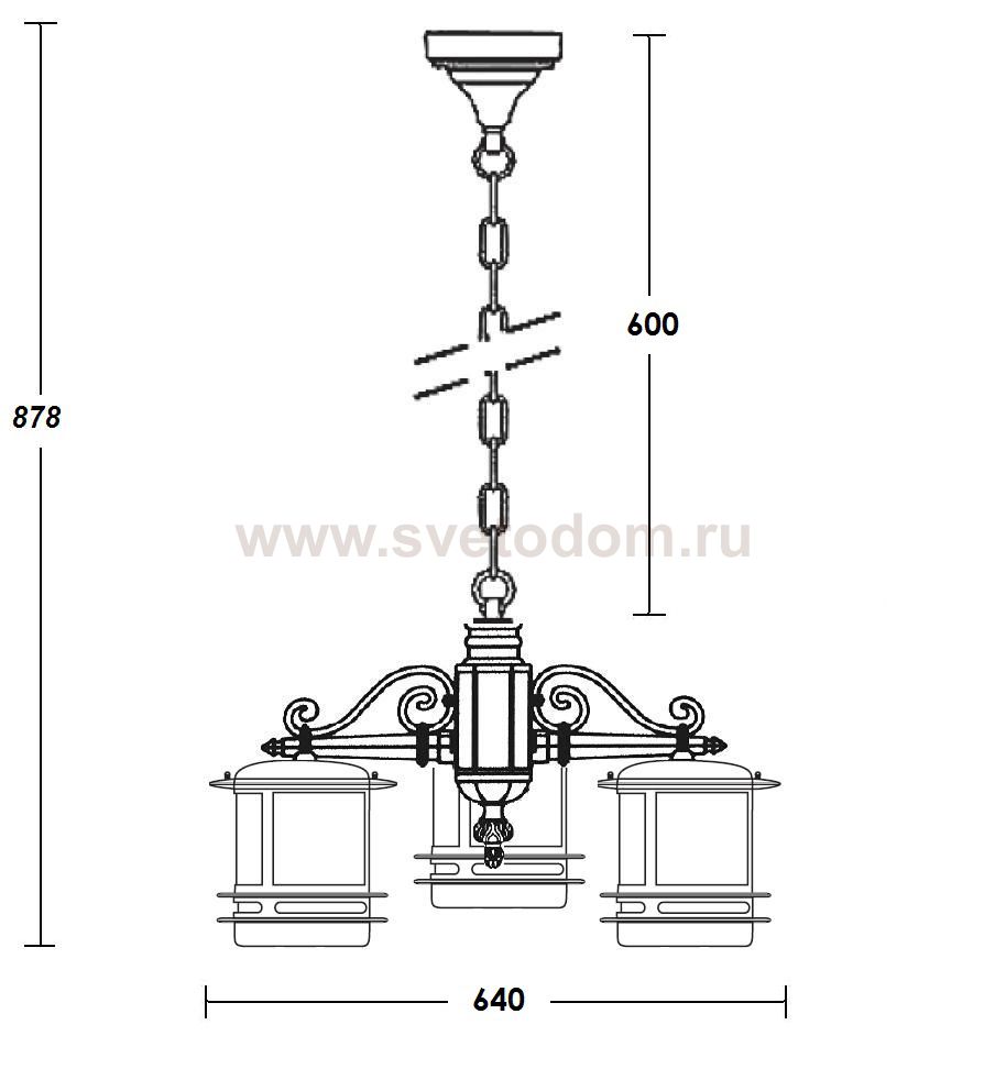 Люстра 3 рожка Oasis Light 68370/3 Bl smoke