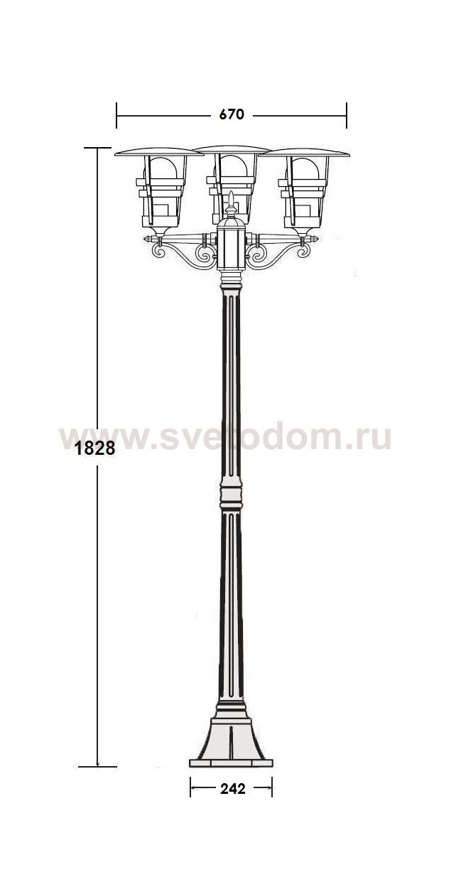 Светильник столб уличный 3 фонаря Oasis Light 68908B Bl