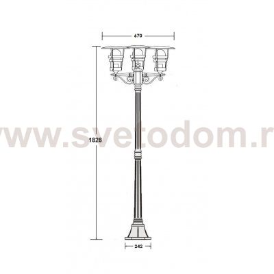 Светильник столб уличный 3 фонаря Oasis Light 68908B Bl