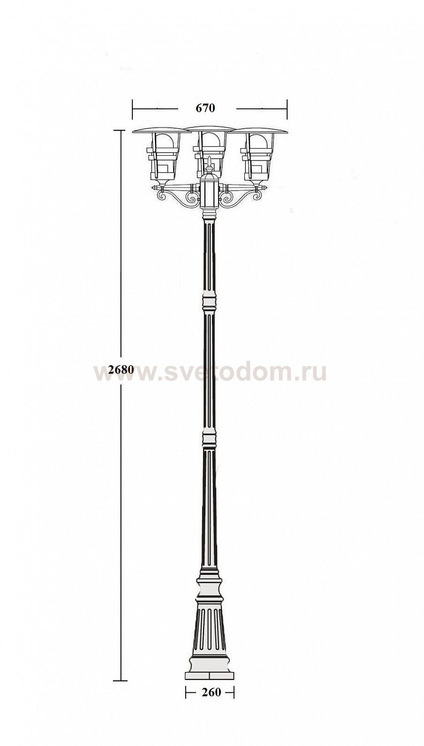 Светильник столб уличный 3 фонаря Oasis Light 68910B 18 Bl