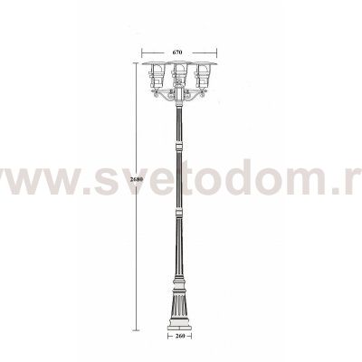 Светильник столб уличный 3 фонаря Oasis Light 68910B 18 Bl