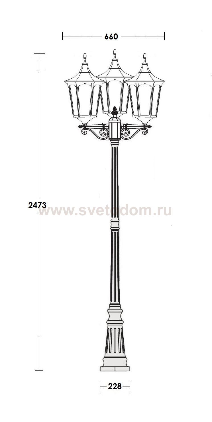 Светильник столб уличный 3 фонаря Oasis Light 79709LB Bl